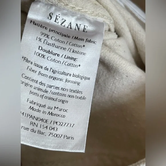 Sezane Le Crop High Waisted Cream Jeans Size 8 - Picture 6 of 6